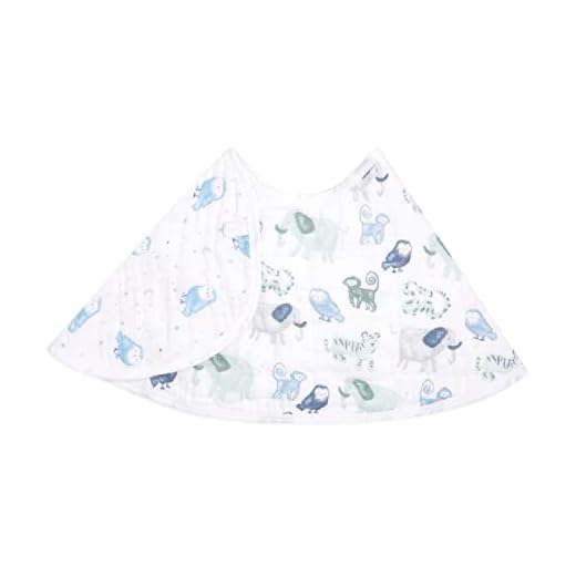 aden + anais Essentials Burpy Bib, 100% Cotton Muslin, Soft Absorbent 4 Layers, Multi-Use Burp Cloth and Bib, 22.5