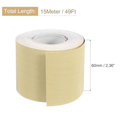 Image of uxcell 1 Roll Wood Grain Tape, 2.36 inch x 49 Ft Realistic Textured Repair Tape Self Adhesive Wood Textured Patch for Floor Wall Door Table Cabinets Desk Furniture Home Decor(Light Yellow)