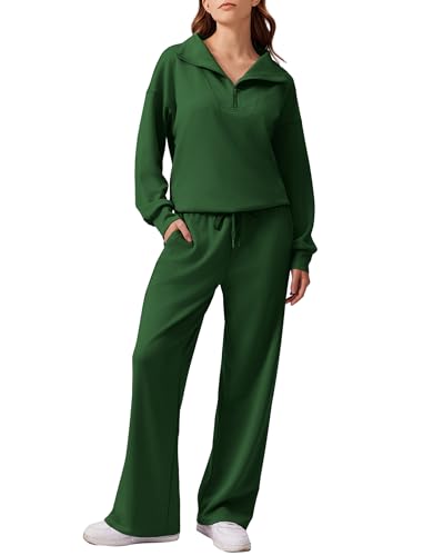 Image of PINSPARK 2 Piece Sets for Women 2026 Fall Outfits Sweatsuit Oversized Sweatshirt Wide Leg Sweatpants Matching Set Tracksuit