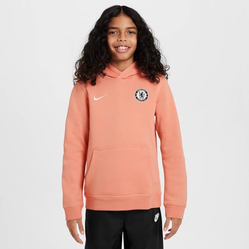 Nike Chelsea FC Club Special Edition Big Kids' (Boys Soccer Pullover Hoodie (HQ1766-844, Apricot Agate/Guava Ice)2