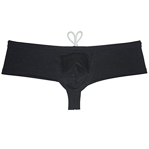 Men's Brazilian Bikini Thong Swimwear Drawstring Swimsuit Shiny Cheeky Swim Boxer Briefs Trunks