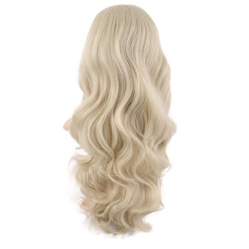 Image of MapofBeauty 24 Inch Long Wavy Side Bangs Party Anime Cosplay Wig, Blonde | 60 cm Synthetic Fiber Wig, Women, Charming