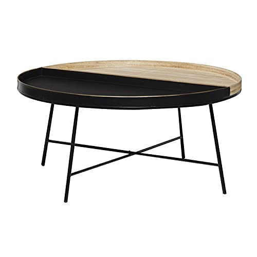 Deco 79 Metal Split Coffee Table, 38" X 38" X 18", Black #TOP1