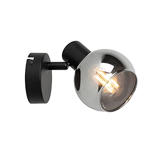 Faretto / Applique Art Déco nero vetro fumé - VIDRO - Leroy Merlin