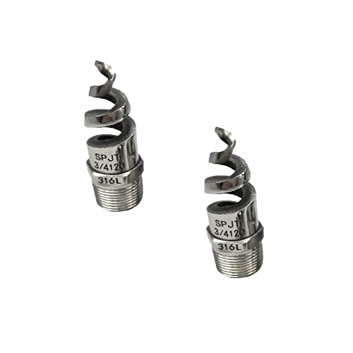 SagaSave - Spiral-Zerstäubungsdüse, 2 Stück, Edelstahl-Spiralstrahl-Sprühdüse, 316L, 1,9 cm Außengewinde zum Entstauben und Entschweben