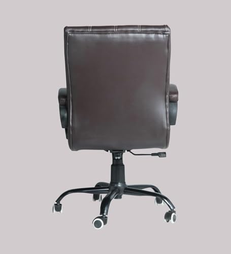 Image of NEWTURN Funk Leatherette Executive Chair: Brown, Medium Back, Ergonomic, Adjustable Height /Tilt, Heavy Duty Metal Base, Home & Office with 2 Yrs Parts Replc. Warranty