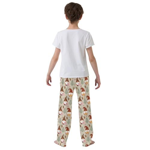 Christmas Gnome Pine Tree Cone Boys Long Pants Soft Trousers Elastic Waist Kids Lounge Bottoms with Pockets S-XL3
