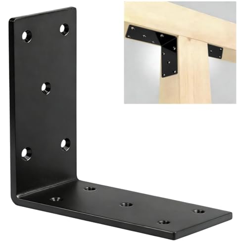 CNQLIS 4 Pcs 5" X 5" Heavy Duty L Brackets for Wood, 90 Degree Corner Bracket for Wood,Fence Pergola Brackets Mounting, Thickness 1/4"(4mm), 300 lbs