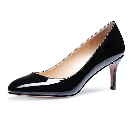 Castamere Femme Moyenne Talon Bout Ronde Aiguille Talon Escarpins 6CM Noir Vernis Chaussures EU 38 – vue 2
