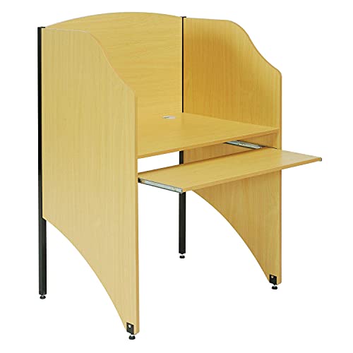 Global Industrial Single Privacy Study Carrel, Teak, 32-3/4