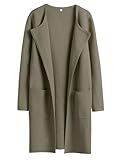ANRABESS Women's Open Front Knit Lightweight Cardigan Casual Long Coatigan Sweater Lady Jacket Coat 2025 Fall Outerwear Olive Green Medium