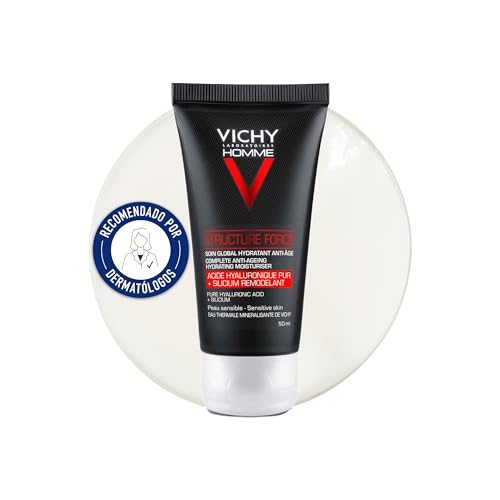 Vichy Crema Facial Para Hombre, Tratamiento Antiedad Todo en Uno, Reduce las Arrugas y la Flacidez, Hidratación Profunda y Duradera, Structure Force, 50 ml