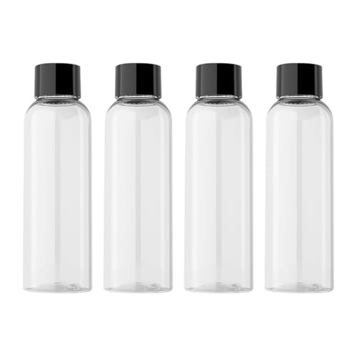FSSTUD Lot de 4 flacons de voyage à bouchon vissable - 100 ml - Bouteilles en plastique transparent pour lotion - Petits flacons vides pour bain de bouche - Conteneurs portables pour shampooing