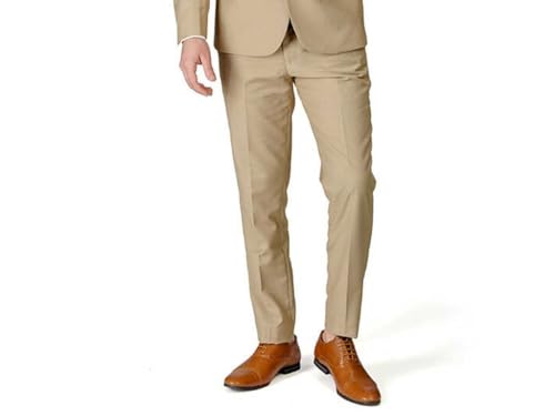 Slim Fit Men's Solid Suit Pants Trouser Flat Front No Pleats Dress Slacks3