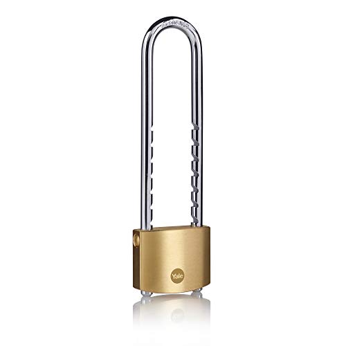 Yale - Y110B/50/155/1/B Standard Security 50mm Brass Padlock, Adjustable & Removable Hardened Steel Shackle - 3 Keys