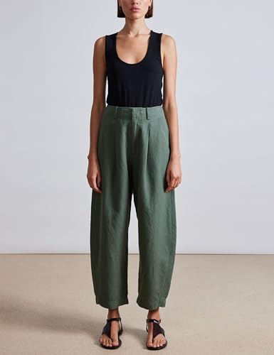 Hooever Women Casual Button Down Pants High Waist Business Work Straight Trousers with Pockets4