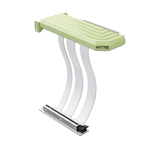 Hyte PCIe 5.0 Hyper Riser - PCI Express Gen 5.0 Vertical Riser Cable with Reinforced Metal Slot - Matcha Milk (Green)