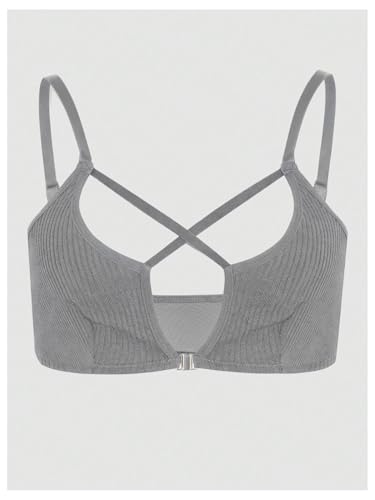 Image of SOLY HUX Front Closure Bras for Women Strappy Bralette Wireless Criss Cross Cut Out Knitted Everyday Bra