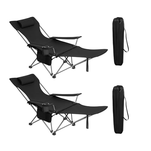 WOLTU Set de 2 Sillas Camping Plegables, Negro