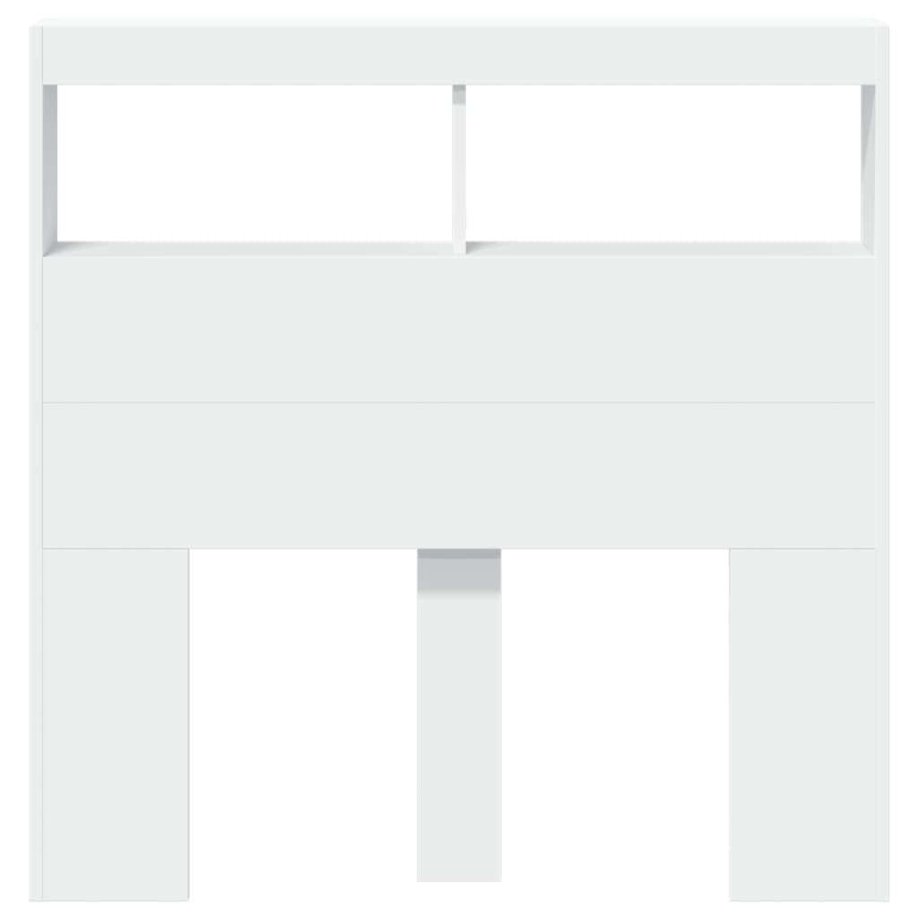 Homgoday Testiera con Contenitore a LED Bianca 100x17x102 cm, Testiere Letto, Testiera del Letto Matrimoniale, Schienale per Letto E Divano