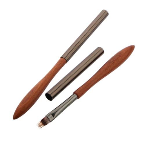 IWOWHERO 2 Pcs Nail Pen Manicure Nail Brush Nail Brush Pens Nail Art Shading Brush Gel Nail Brush Nail Art Polish Pen Nail Art Gradient Brush Nail Extension Gel Brush Nylon Wool Brown