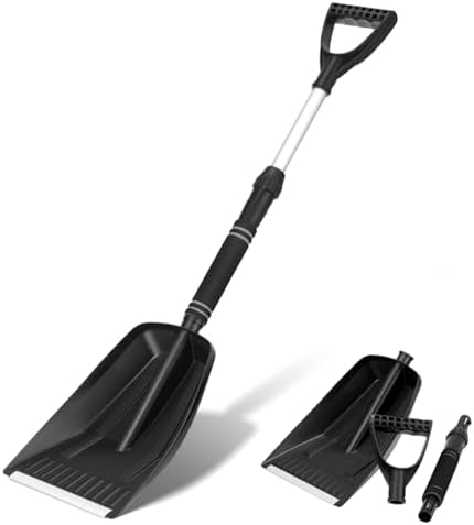 Kichvoe Retractable Snow Shovel for Winter Car Ice Removal Outdoor Snow and Mud Shovel with Ergonomic Handle, 86cm