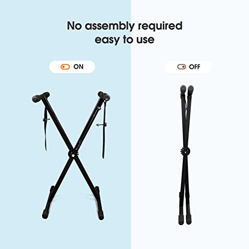 Image of The ONE Single-X Keyboard Stand, Pre-Assembled X-Style Keyboard Stand with Locking Straps & Quick Release Mechanism, Adjustable Piano Stand