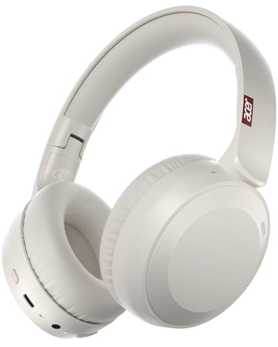 Acer Wireless Bluetooth Headphones, 70 Hours Playtime, Foldable Over-Ear Headphones with 40mm Drivers, Memory Foam Earpads, Multipoint Bluetooth 6.0 for Travel, Home, Office, White - image 1
