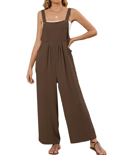 Flygo Womens Overalls Loose Fit Wide Leg Jumpsuits 2025 Summer Casual Rompers Jumper with Pockets