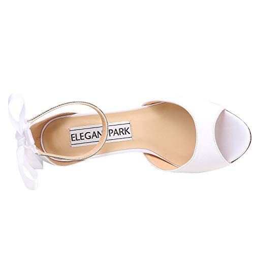 ELEGANTPARK Women Peep Toe High Heel Sandals Bridal Wedding Shoes For Bride Ankle Strap - Image 4