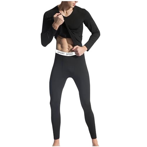 nhApmj Thermal Underwear for Men Mens Long Johns Thermal Set Lightweight Base Layer Tops and Bottoms Sets Fleece Lined Warm Underwear for Cold Weather