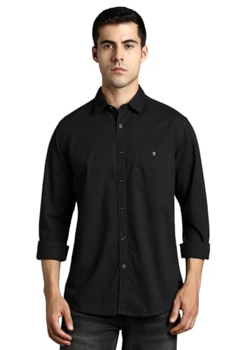 Image of Louis Philippe Men's Cotton Slim Fit Premium Textured Fabric Versatile Solid Easy Care, All Season Adapability Full Sleeve Casual Shirt