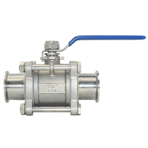 VARMHUS 1/2" Sanitary Ball Valve Fits 1.5" Tri-Clamp,Two Way & Three Piece 304 Ball Valve (1-1/2"Tube OD Quick Clamp 1.5"Tri-Clamp) by VARMHUS - Used condition - Image 6