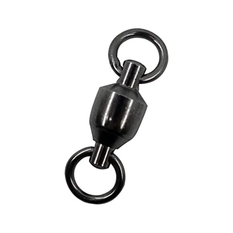 HiUmi Black Nickel Finish Super High Strength Saltwater Big Ball Bearing Swivels Welded Rings (Size1 (42lb) 50Pack) Cover