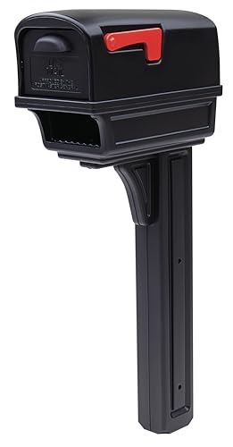 Architectural Mailboxes Gentry Plastic Dual Access Mailbox and Post Kit GGC1B00AM Black Large Capacity