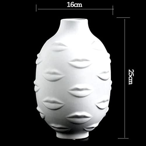 Vases à fleurs 3D lèvre poterie blanche pot fleur sèche décor à la maison