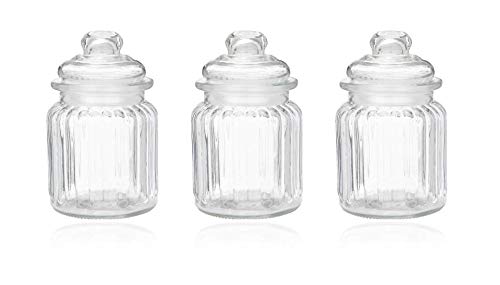 Clear Glass Canisters with Lids - Set of 3 -1
