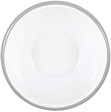 Argon Tableware White Enamel Bowls - Metal Outdoor Camping Food Dishes - 16cm - Grey - Pack of 6