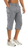 速乾 ショートパンツ メンズ 七分丈 夏 ライトグレー 3XL