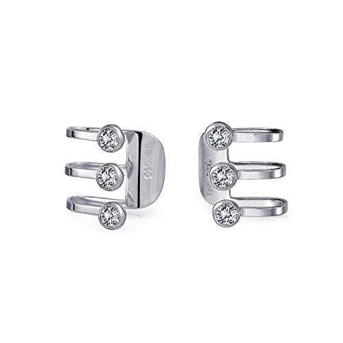 Minimalista Geometric Three CZ Lunetta Clip su wrap Helix Stripe Bar Line Triple Band Cartilage Ear Cuffs Orecchini 925 Sterling Silver