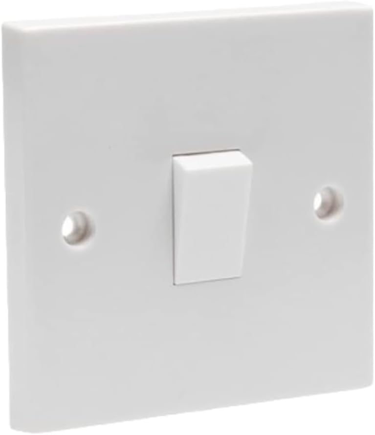 Single Gang Light Switch 1 Gang 2 Way White Plastic 10A