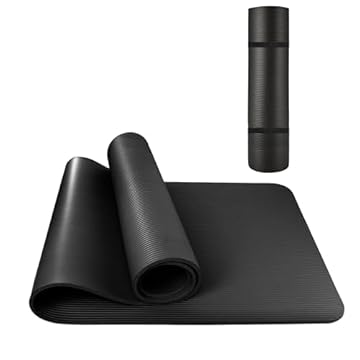 YC Kitchen tappetino yoga,antiscivolo e ispessito,buona resilienza,resistente agli strappi,delicato sulla pelle e innocuo,adatto per fitness/meditazione/Pilates/palestra,185 x 61 x 0,8 cm (Nero)