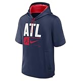 Nike Men's MLB Tri Code Lockup Short Sleeve Pullover Hoodie (US, Alpha, X-Large, Regular, Regular, Navy, Atlanta Braves)