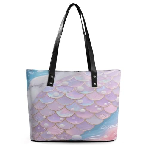 Sac à main en cuir avec poignée motif sirène marbre grand volume