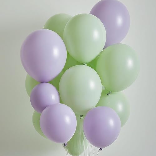 Image of Regular Balloon Combo For Decoration with Glue Dots & Balloon Arch Strip - Party Decor Set For Easy Party Setup (PURPLE GREEN, 100)