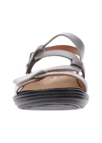 Image of Revere Emerald 3 Women's Sandals - Premium Soft Leather, Adjustable Straps & Contoured Footbed - Orthotic Arch Support for Stylish Comfort & All-Day Wear Silver Fusion 12-12.5 M US