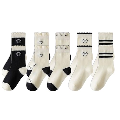 Sock,Pack of 5 Pair Girls Lace Socks Fashionable Middle Tube Socks Cotton Short Socks for Ages 1 to 12 Years Kids