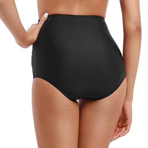 Firpearl Women's Full Coverage High Waisted Bikini Bottoms Ruched Swimsuit Bottom Tummy Control Swim Shorts4