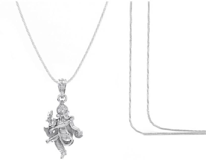 Pendentif Ganesh en argent sterling 925 massif avec chaîne maille pape Mtrolls