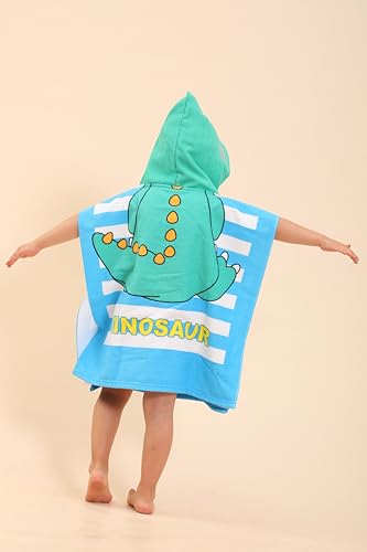 Image of Dinosaur Hooded Towels for Kids, Kids Beach Towels for Boys /Girls, Swimming Towels /Towel Robes /Wearable Towels /Pool Towels for Kids 2-10, Poncho Beach Towels for Kids, Hooded Beach Towels for Toddler
